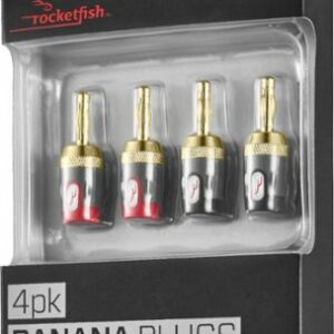 Rocketfish™ - 24k Gold Plated Toolless Speaker Banana Plugs (4 Pack) - Red/Black