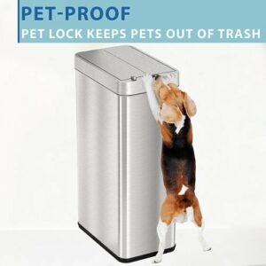 iTouchless - 18 Gallon Touchless Sensor Wings Lid Trash Can with Pet-Proof Lid and AbsorbX Odor Control, Stainless Steel Kitchen Bin - Silver