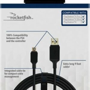 Rocketfish™ - Extra Long 9' Play + Charge Cable For PlayStation 4 - Black