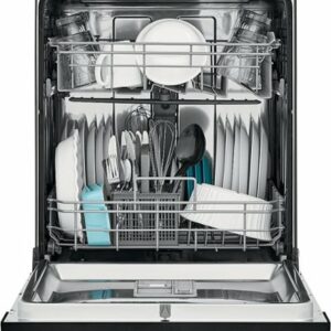 Frigidaire - 24" Compact Front Control Built-In Dishwasher with Stainless Steel Tub, 52 dBA - Black