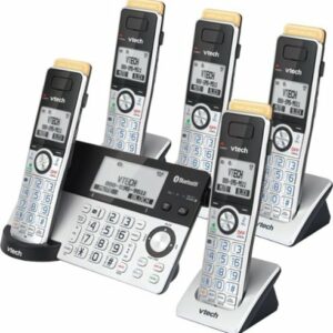 VTech - 5 Handset Connect to Cell Answering System with Super Long Range - Silver and Black