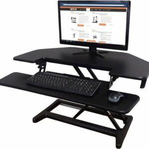 Victor - Height Adjustable Corner Standing Desk Riser with Removable Keyboard Tray - Black