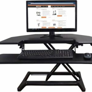 Victor - Height Adjustable Corner Standing Desk Riser with Removable Keyboard Tray - Black