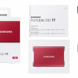 Samsung - T7 1TB External USB 3.2 Gen 2 Portable SSD with Hardware Encryption - Metallic Red