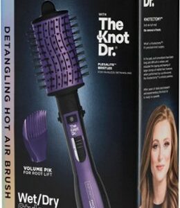 Conair - InfinitiPRO Knot Dr. Detangling Hot Air All-in-One Dryer Brush - Purple And Black