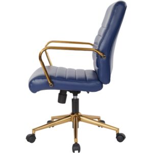 OSP Home Furnishings - Baldwin 5-Pointed Star Faux Leather Office Chair - Navy