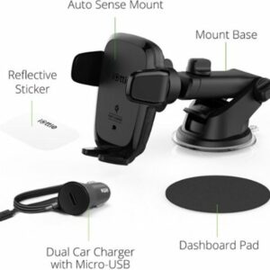 iOttie - AutoSense Wireless Charging Universal Dash/Windshield Mount for Mobile Phones - Black