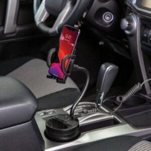 Scosche - PowerHub Cup Holder Mount and Charging Hub Dual USB and Dual 12V - Black