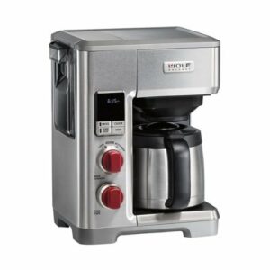 Wolf Gourmet - 10-Cup Coffee Maker with Water Filtration - Stainless Steel/Red Knob