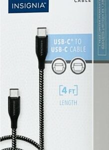 Insignia™ - 4' USB-C to USB-C Charge-and-Sync Cable - Charcoal