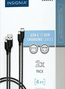 Insignia™ - 4' USB-A to USB-C Charge-and-Sync Cable (2 Pack) - Charcoal