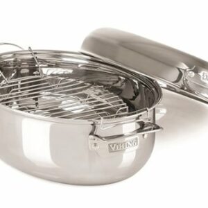 Viking - 3 Ply 3-in-1 Oval Roasting Pan with Lid and Rack - Mirror