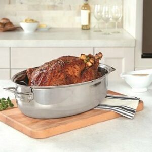 Viking - 3 Ply 3-in-1 Oval Roasting Pan with Lid and Rack - Mirror