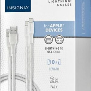 Insignia™ - 10' Lightning to USB Charge-and-Sync Cable (2 pack) - Moon Gray