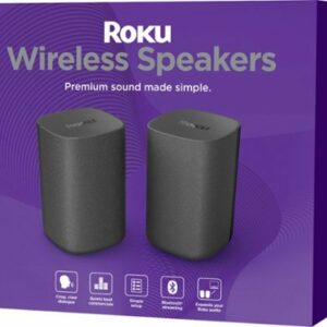 Roku Wireless Surround Speakers (Pair) for Roku TV, Roku Smart Soundbar, Roku Streambar or Streambar Pro - Black