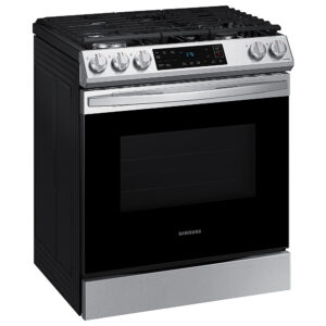 Samsung - 6.0 cu. ft. Front Control Slide-in Gas Range with Wi-Fi, Fingerprint Resistant - Stainless Steel