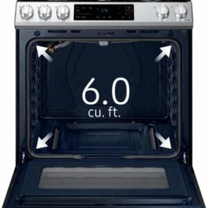 Samsung - 6.0 cu. ft. Front Control Slide-in Gas Range with Wi-Fi, Fingerprint Resistant - Stainless Steel