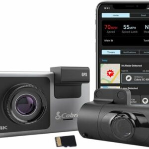 Cobra - SC 400D Dual-View Smart Dash Cam with Rear-View Accessory Camera - Black/Silver