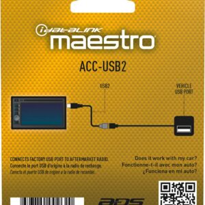 Maestro - Male USB-A to Female Molex Adapter Cable for Select Honda, Subaru, Scion, and Toyota Vehicles - Black