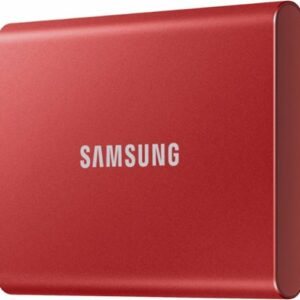 Samsung - Geek Squad Certified Refurbished T7 2TB External USB 3.2 Gen 2 Portable SDD with Hardware Encryption - Metallic Red