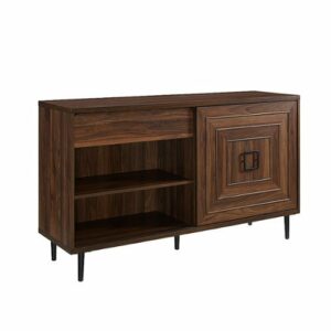 Walker Edison - Modern 2 Drawer Sliding Door TV Stand for Most Flat-Panel TV's up to 60" - Dark Walnut