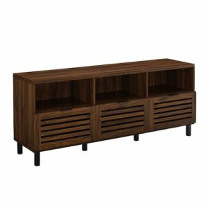 Walker Edison - Modern Slat Door TV Stand for Most Flat-Panel TV's up to 65" - Dark Walnut