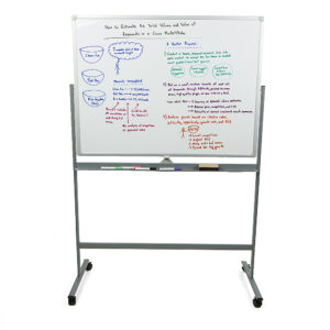 Mind Reader - Portable Magnetic Dry Erase Double Sided Easel board with 360 Degree Flip - White