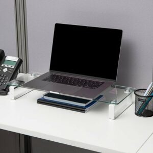 Mind Reader - Glass Monitor Stand Desktop - Clear