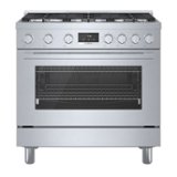 Bosch - 800 Series 3.7 cu. ft. Freestanding Dual Fuel Convection Range with 6 Dual Flame Ring Burners - Stainless Steel