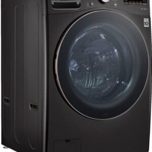 LG - 4.5 Cu. Ft. High-Efficiency Stackable Smart Front Load Washer with Steam and Built-In Intelligence - Black Steel