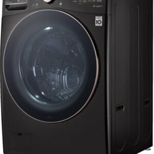 LG - 4.5 Cu. Ft. High-Efficiency Stackable Smart Front Load Washer with Steam and Built-In Intelligence - Black Steel