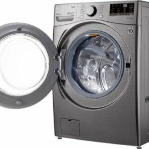 LG - 4.5 Cu. Ft. High-Efficiency Stackable Smart Front Load Washer with Steam and 6Motion Technology - Graphite Steel