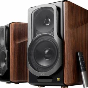 Edifier - S2000MKIII Powered Bluetooth Bookshelf, Computer - 130W Line-in Optical Input - Tri-Amped Studio Monitor 2.0 Speakers - Wood/Black