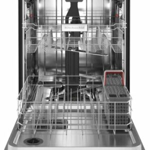 KitchenAid - 24" Front Control Built-In Dishwasher with Stainless Steel Tub, PrintShield Finish, 3rd Rack, 39 dBA - Black Stainless Steel