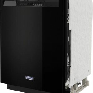 Maytag - 24" Front Control Built-In Dishwasher with Stainless Steel Tub, Dual Power Filtration, 50 dBA - Black