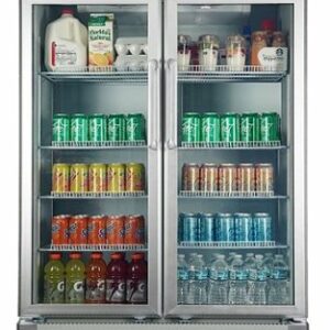 Premium Levella - 16.0 cu. ft. 2-Door Commercial Merchandiser Refrigerator Glass-Door Beverage Display Cooler - Silver