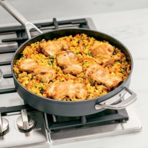 Ninja - Foodi NeverStick Premium Hard-Anodized 4-Quart Sauté Pan with Glass Lid - Gray