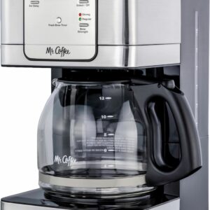 Mr. Coffee - 12-Cup Coffee Maker with Strong Brew Selector - Stainless Steel