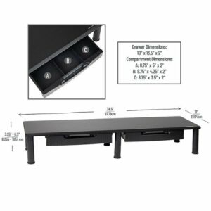 Mind Reader - Large Dual Monitor Stand w/storage - Black