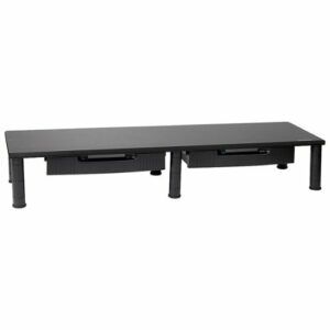 Mind Reader - Large Dual Monitor Stand w/storage - Black