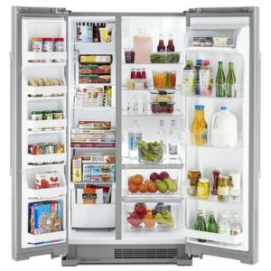 Maytag - 25 Cu. Ft. Side-by-Side Freestanding Refrigerator, Fingerprint Resistant - Stainless Steel