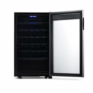 NewAir - Freestanding 33 Bottle Compressor Wine Fridge, Adjustable Racks , Exterior Digital Thermostat - Stainless Steel