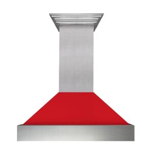 ZLINE - 48" DuraSnow® Stainless Steel Range Hood with Red Matte Shell (8654RM-48) - Silver