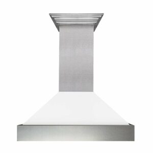 ZLINE - 36" DuraSnow® Stainless Steel Range Hood with White Matte Shell (8654WM-36) - Silver