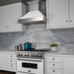 ZLINE - 30" DuraSnow® Stainless Steel Range Hood with White Matte Shell (8654WM-30) - Silver