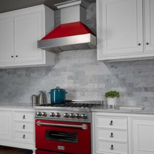 ZLINE - 36" DuraSnow® Stainless Steel Range Hood with Red Gloss Shell (8654RG-36) - Silver