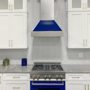 ZLINE - 48" DuraSnow® Stainless Steel Range Hood with Blue Gloss Shell (8654BG-48) - Silver