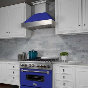 ZLINE - 48" DuraSnow® Stainless Steel Range Hood with Blue Matte Shell (8654BM-48) - Silver