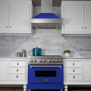 ZLINE - 36" DuraSnow® Stainless Steel Range Hood with Blue Matte Shell (8654BM-36) - Silver