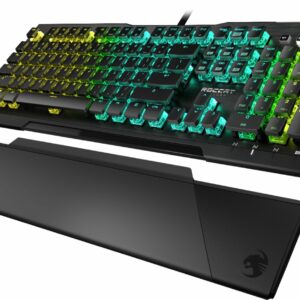 ROCCAT - Vulcan Pro Full-size PC Gaming Keyboard with Linear Optical Titan Switch, RGB Lighting, Aluminum Top Plate and Palm Rest - Black